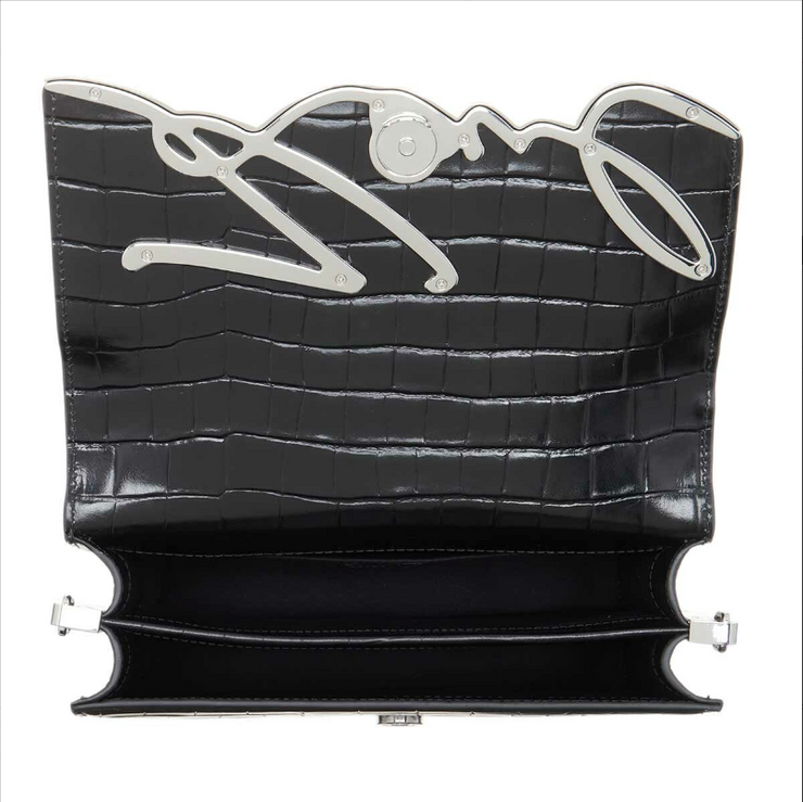 Karl Lagerfeld Signature Croc Shoulder Bag Black Spoilt Belle