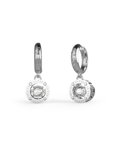 Guess Solitaire Silver Drop Hoops
