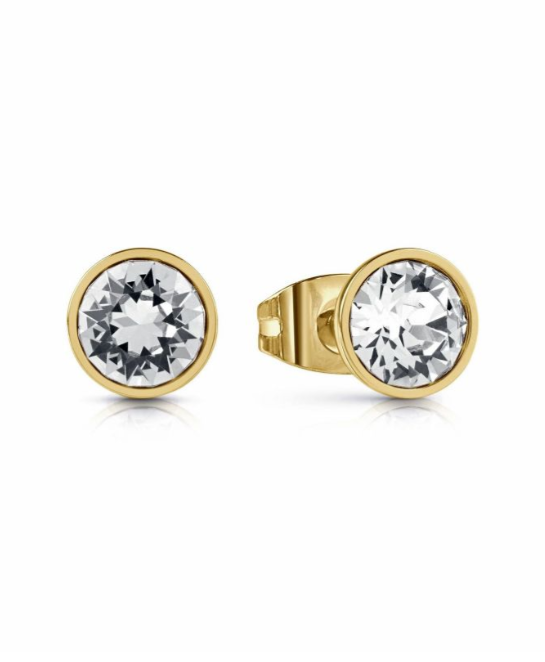 Guess Party Crystal Gold Stud Earrings