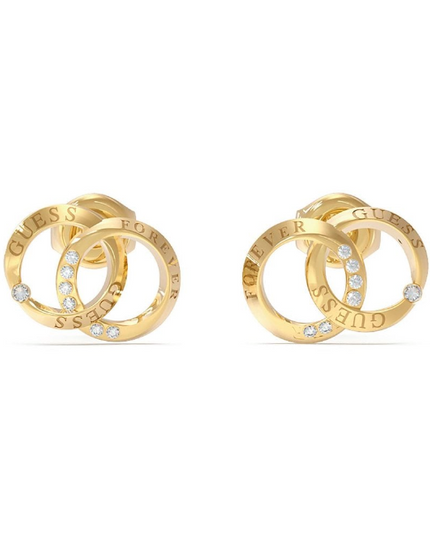 Guess Forever Links Interlocking Ring Gold Studs