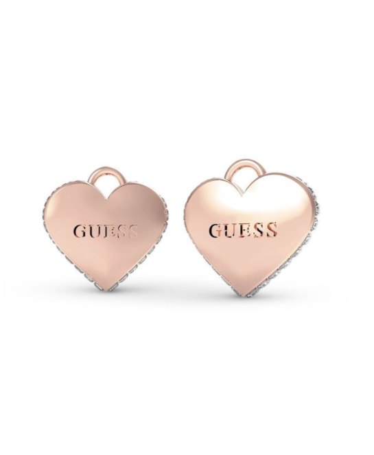 Guess Falling In Love Crystal Rose Gold Heart Studs