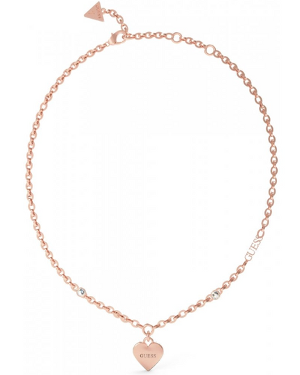 Guess Falling In Love Rose Gold Crystal Heart Necklace