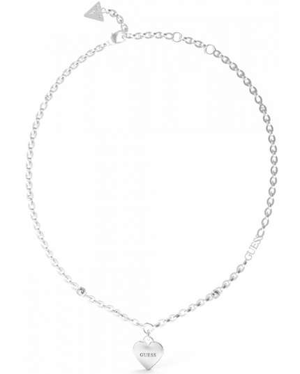 Guess Falling In Love Silver Crystal Heart Necklace