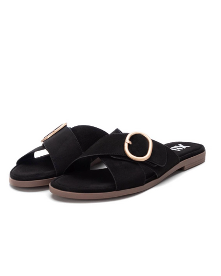 Crossover Slide-On Sandals - Black