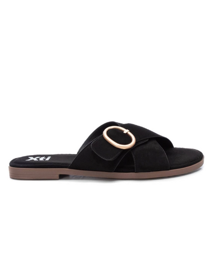 Crossover Slide-On Sandals - Black