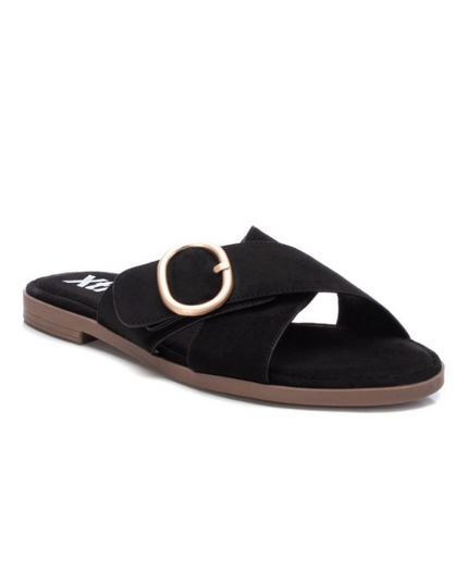 Crossover Slide-On Sandals - Black