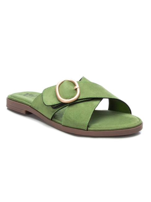 Crossover Slide-On Sandals - Green