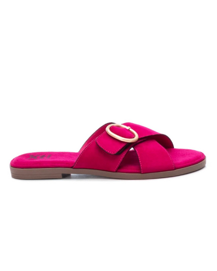 Crossover Slide-On Sandals - Fuschia