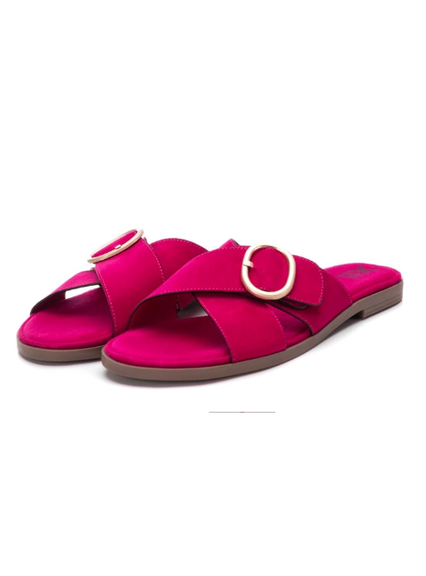 Crossover Slide-On Sandals - Fuschia