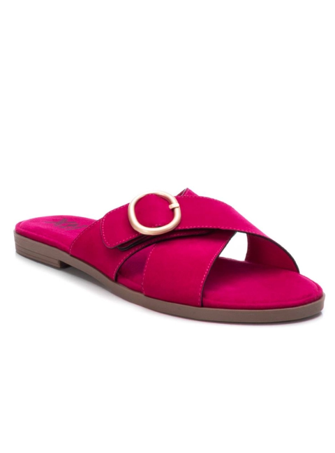 Crossover Slide On Sandals Fuschia
