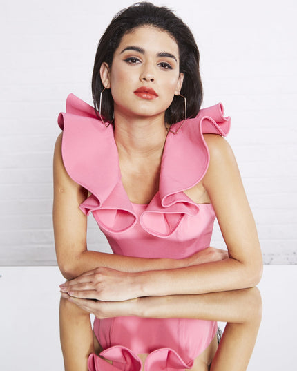 8TH Sign X SBB - Charlize Colourblock Frill Shoulder Dress